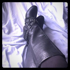 Black knee-high boots